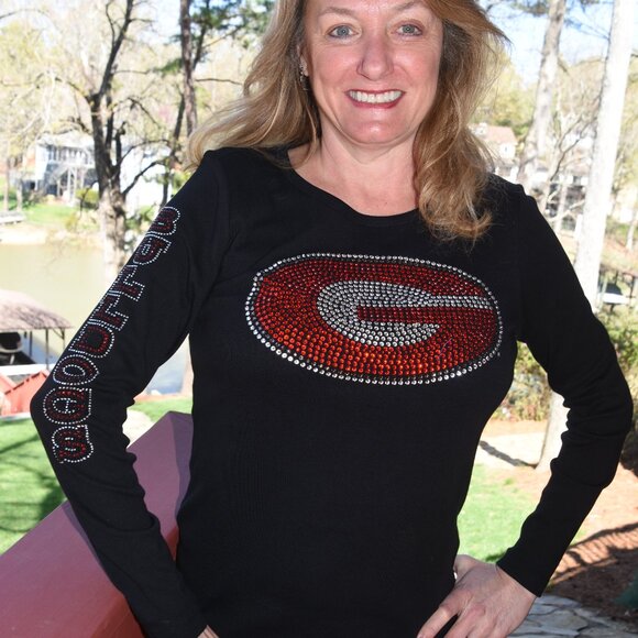Georgia Bulldogs  long sleeve rhinestone bling shirt XS, S, M, L,XL,XXL,1… - Picture 1 of 7